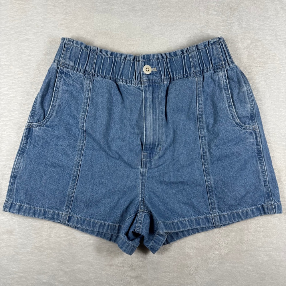 Madewell Elastic Waist Denim Shorts in Light Blue